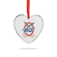Retro Merica Eagle Funny 4th Of July Heart Crystal Glass Ornament Vintage Independence Day 1776
