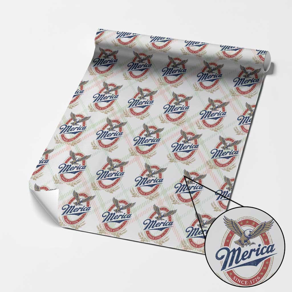 Retro Merica Eagle Funny 4th Of July Wrapping Paper Roll Vintage Independence Day 1776