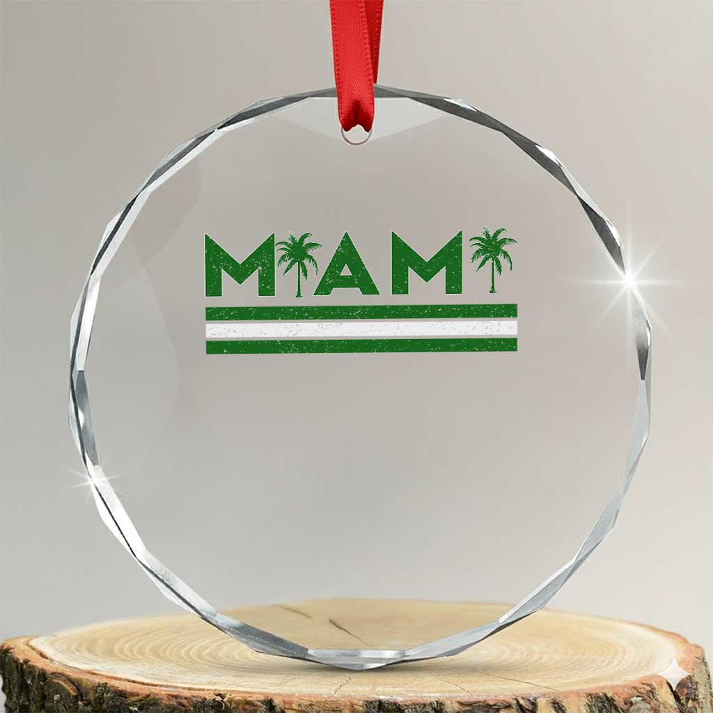 Retro Miami Palm Tree Crystal Glass Ornament Vintage South Florida Pride Distressed Orange and Green