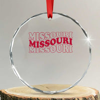 Retro Missouri State Pride Crystal Glass Ornament Groovy Wavy Typography
