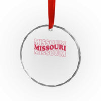 Retro Missouri State Pride Crystal Glass Ornament Groovy Wavy Typography