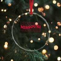 Retro Missouri State Pride Crystal Glass Ornament Groovy Wavy Typography