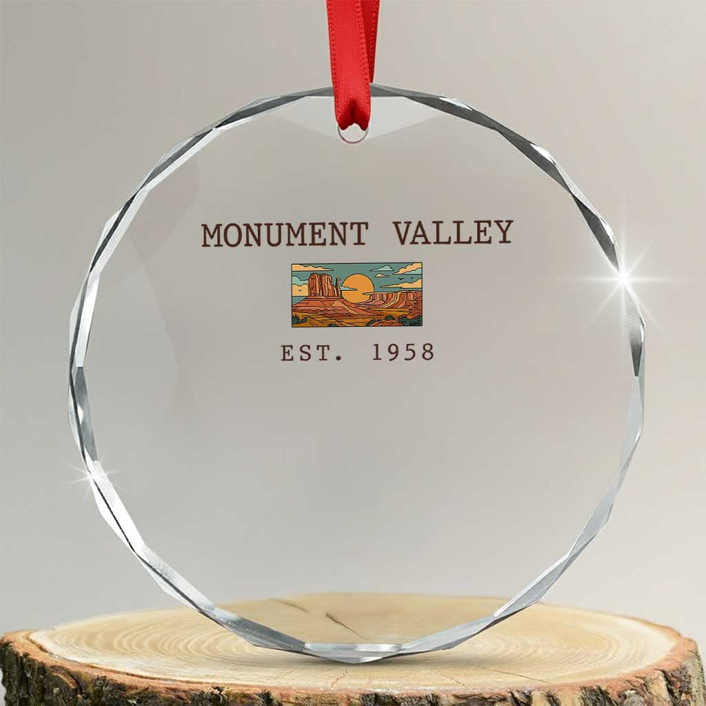 Retro Monument Valley Arizona Sunset Established 1958 Crystal Glass Ornament Southwest Desert Road Trip Eagle Nature Souvenir