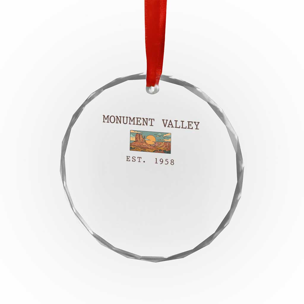 Retro Monument Valley Arizona Sunset Established 1958 Crystal Glass Ornament Southwest Desert Road Trip Eagle Nature Souvenir