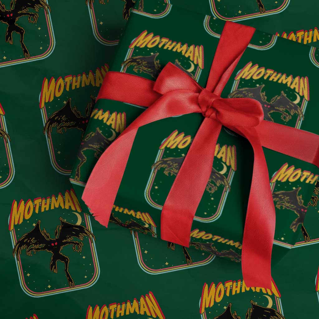 Retro Mothman Wrapping Paper Roll Vintage Comicbook Style Cryptid Lore Cryptozoology - Wonder Print Shop