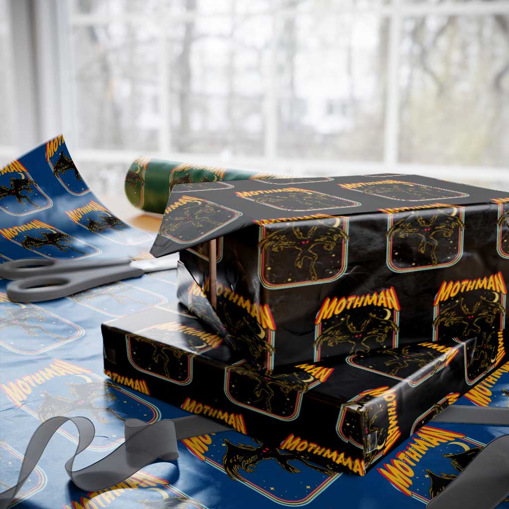 Retro Mothman Wrapping Paper Roll Vintage Comicbook Style Cryptid Lore Cryptozoology - Wonder Print Shop