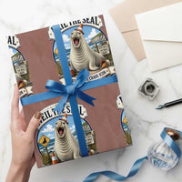 Retro Neil the Seal Tasmanias Chaos Icon Wrapping Paper Roll Funny Roaring Elephant Seal Traffic Cone Meme