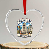 Retro Neil the Seal Tasmanias Chaos Icon Heart Crystal Glass Ornament Funny Roaring Elephant Seal Traffic Cone Meme