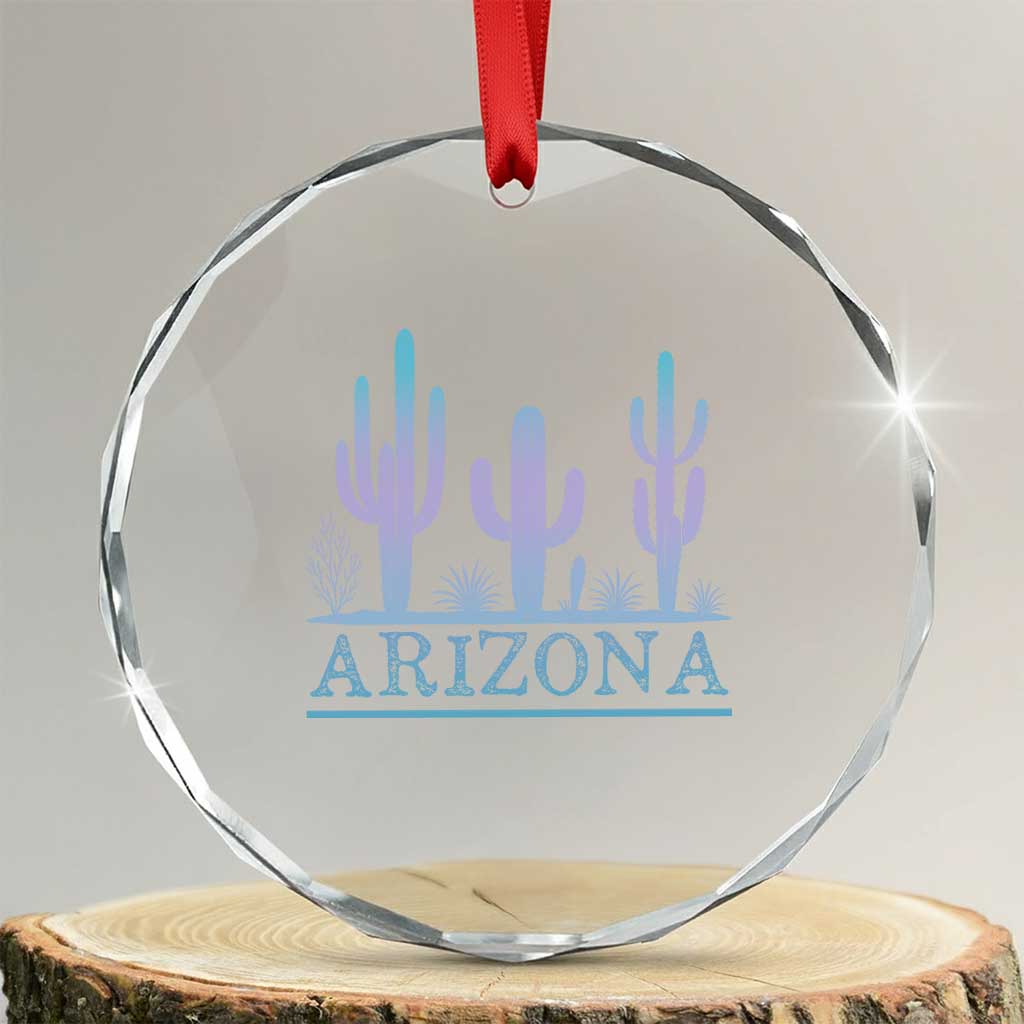 Retro Neon Silhouette Cactus Arizona Graphic Crystal Glass Ornament Modern Southwest Desert Aesthetic Travel Souvenir