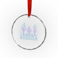 Retro Neon Silhouette Cactus Arizona Graphic Crystal Glass Ornament Modern Southwest Desert Aesthetic Travel Souvenir