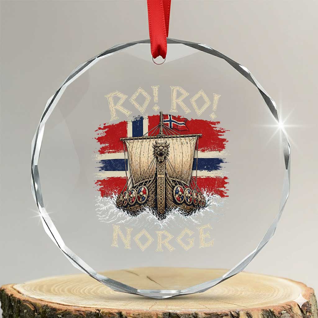 Retro Norge Viking Longship Ro Ro Crystal Glass Ornament Patriotic Norge Norwegian Flag Funny Rowing Support