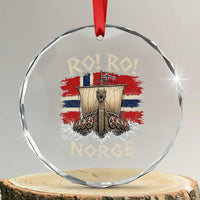 Retro Norge Viking Longship Ro Ro Crystal Glass Ornament Patriotic Norge Norwegian Flag Funny Rowing Support