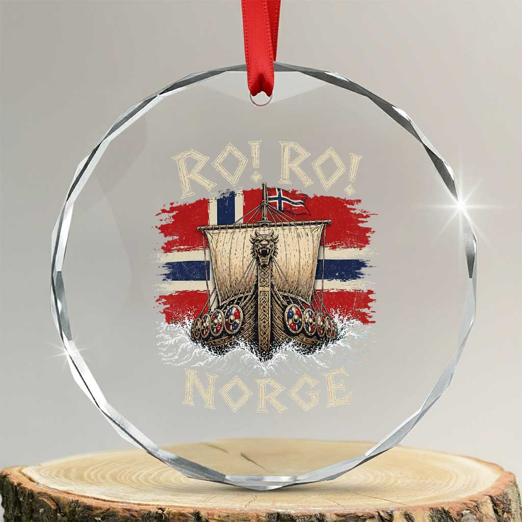 Retro Norge Viking Longship Ro Ro Crystal Glass Ornament Patriotic Norge Norwegian Flag Funny Rowing Support TS02