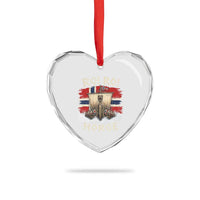 Retro Norge Viking Longship Ro Ro Heart Crystal Glass Ornament Patriotic Norge Norwegian Flag Funny Rowing Support