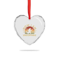 Retro Now I Am Unstoppable Heart Crystal Glass Ornament Funny Dinosaur Dino Gifts Vintage
