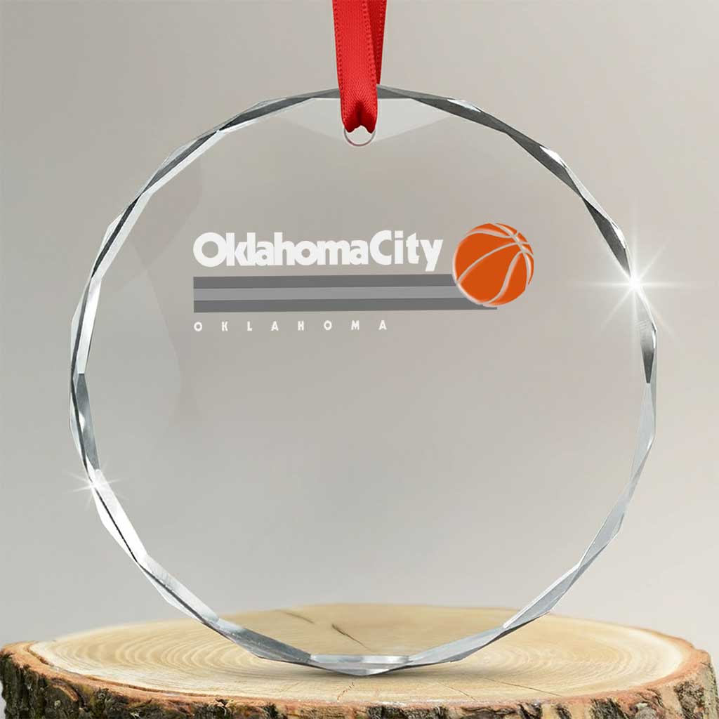 Retro Oklahoma City Basketball Crystal Glass Ornament Vintage OKC Hoops Lover Sports Fan - Wonder Print Shop
