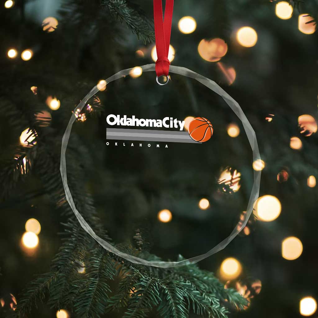 Retro Oklahoma City Basketball Crystal Glass Ornament Vintage OKC Hoops Lover Sports Fan TS02