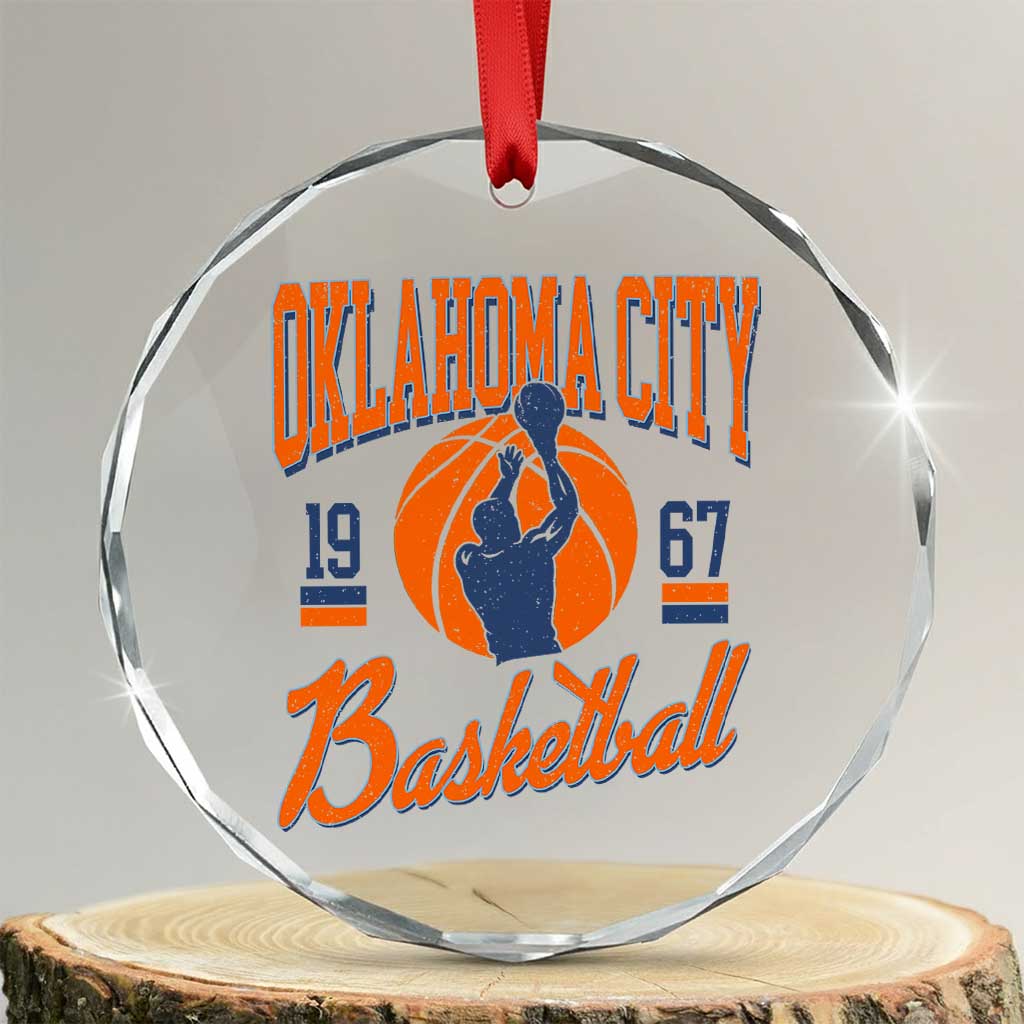 Retro Oklahoma City Basketball Crystal Glass Ornament Vintage OKC Since 1967 Hoops Lover Sports Fan - Wonder Print Shop
