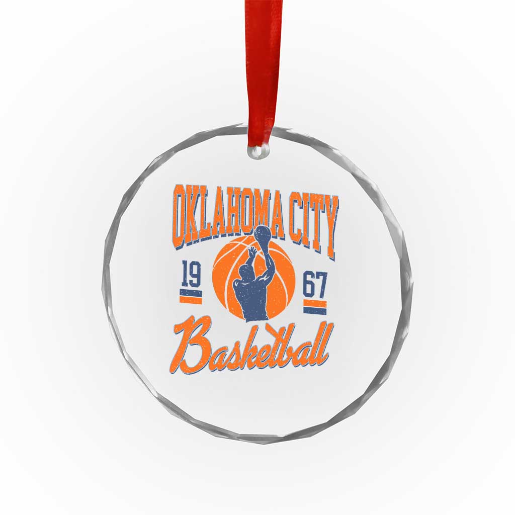 Retro Oklahoma City Basketball Crystal Glass Ornament Vintage OKC Since 1967 Hoops Lover Sports Fan TS02