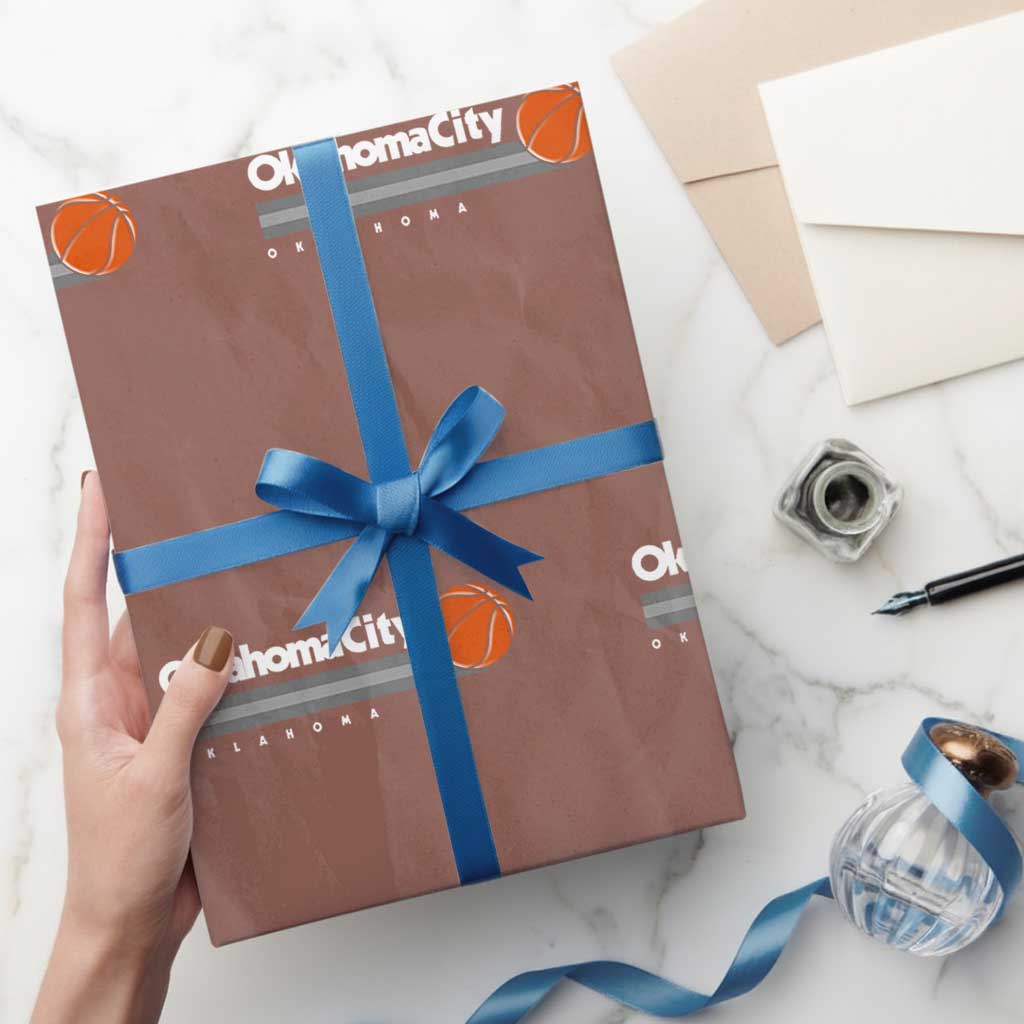 Retro Oklahoma City Basketball Wrapping Paper Roll Vintage OKC Hoops Lover Sports Fan - Wonder Print Shop