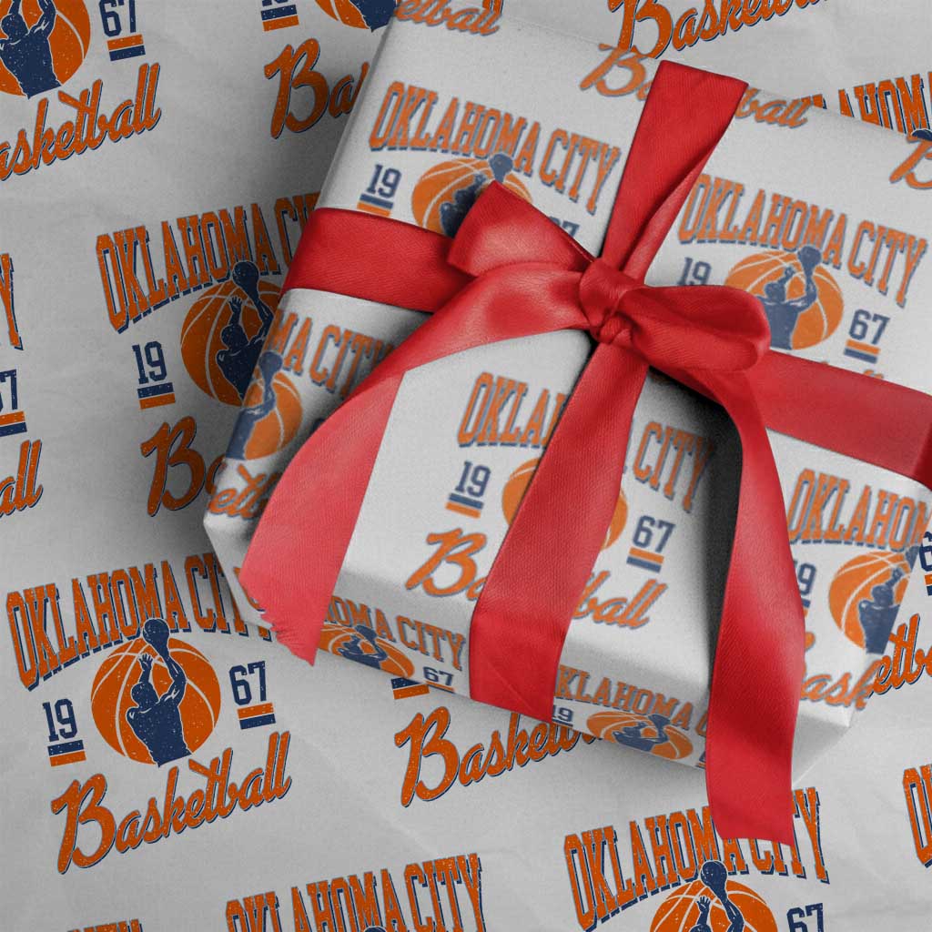 Retro Oklahoma City Basketball Wrapping Paper Roll Vintage OKC Since 1967 Hoops Lover Sports Fan - Wonder Print Shop