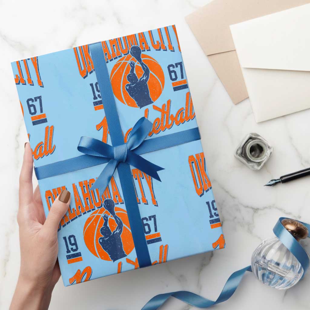Retro Oklahoma City Basketball Wrapping Paper Roll Vintage OKC Since 1967 Hoops Lover Sports Fan - Wonder Print Shop