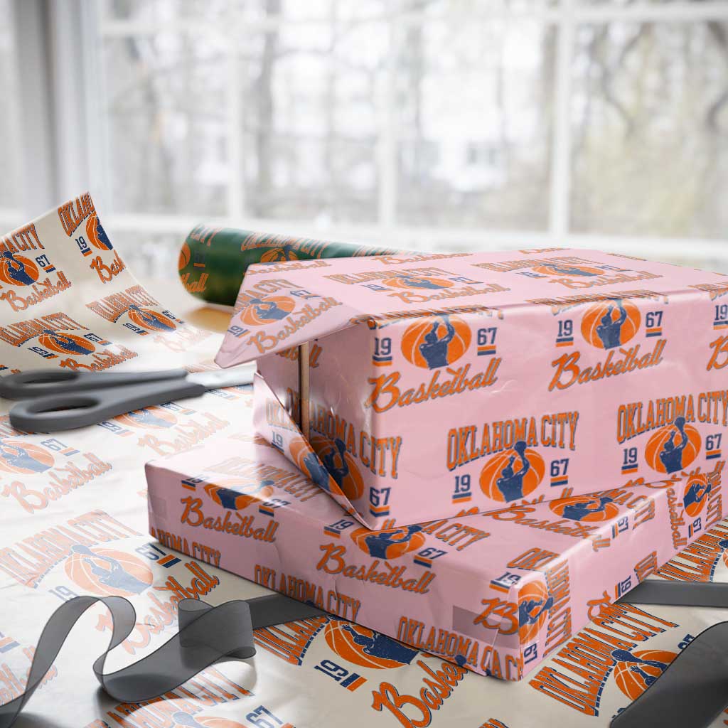 Retro Oklahoma City Basketball Wrapping Paper Roll Vintage OKC Since 1967 Hoops Lover Sports Fan - Wonder Print Shop