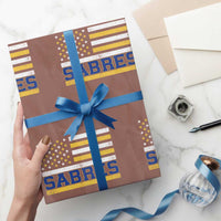 Retro Patriotic Sabres Name Pride American Flag Wrapping Paper Roll Distressed Sports Fan Graphic