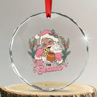 Retro Pink Santa Crystal Glass Ornament Tis The Season Feliz Navidad Latin America Mexican Christmas TS02