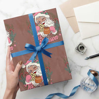 Retro Pink Santa Wrapping Paper Roll Tis The Season Feliz Navidad Latin America Mexican Christmas