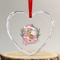 Retro Pink Santa Heart Crystal Glass Ornament Tis The Season Feliz Navidad Latin America Mexican Christmas - Wonder Print Shop