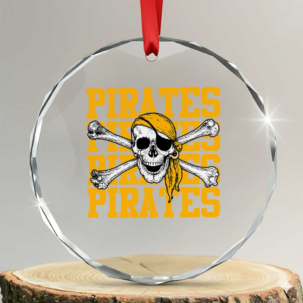 Retro Pirates Crystal Glass Ornament Vintage Retro Skull Crossbones Baseball Fans