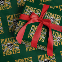 Retro Pirates Wrapping Paper Roll Vintage Retro Skull Crossbones Baseball Fans