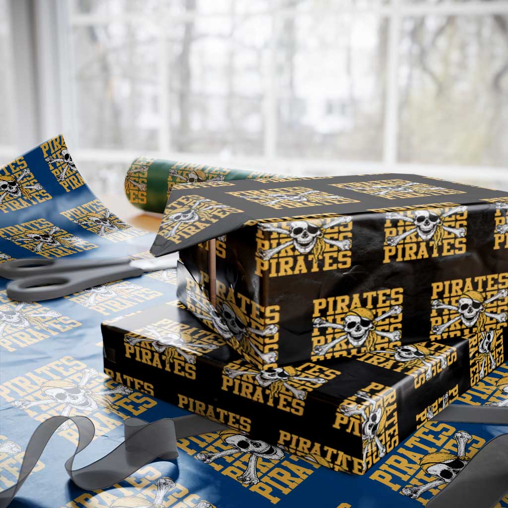 Retro Pirates Wrapping Paper Roll Vintage Retro Skull Crossbones Baseball Fans