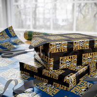 Retro Pirates Wrapping Paper Roll Vintage Retro Skull Crossbones Baseball Fans