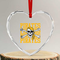 Retro Pirates Heart Crystal Glass Ornament Vintage Retro Skull Crossbones Baseball Fans