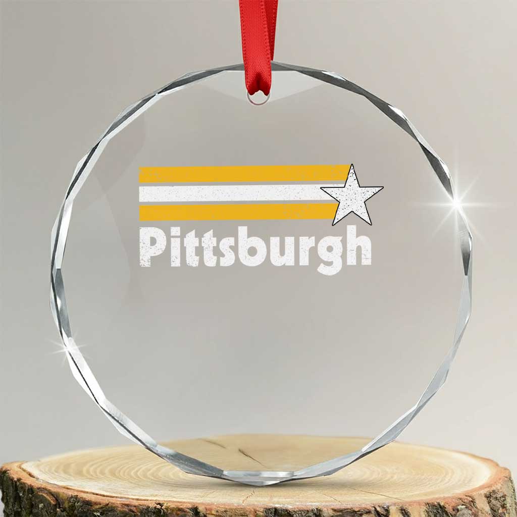Retro Pittsburgh Crystal Glass Ornament Vintage Pennsylvania Stripes 70s 80s 90s - Wonder Print Shop