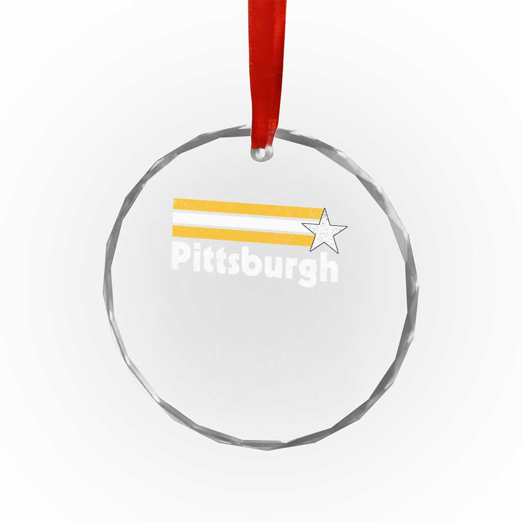 Retro Pittsburgh Crystal Glass Ornament Vintage Pennsylvania Stripes 70s 80s 90s - Wonder Print Shop