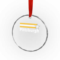 Retro Pittsburgh Crystal Glass Ornament Vintage Pennsylvania Stripes 70s 80s 90s - Wonder Print Shop