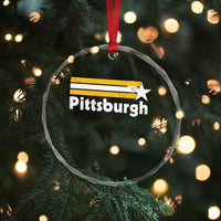 Retro Pittsburgh Crystal Glass Ornament Vintage Pennsylvania Stripes 70s 80s 90s - Wonder Print Shop