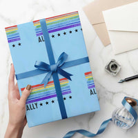 Retro Rainbow Ally Distressed Stripes Graphic Wrapping Paper Roll LGBTQ Support Pride Month