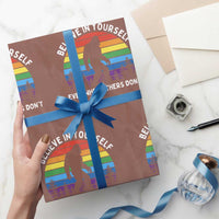 Retro Rainbow Bigfoot Wrapping Paper Roll Believe In Yourself Even When Others Don't