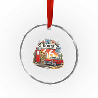 Retro Route Highway 66 Crystal Glass Ornament Boho Wildflower Americana Floral