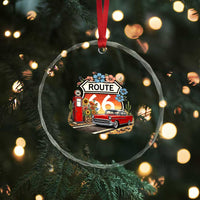 Retro Route Highway 66 Crystal Glass Ornament Boho Wildflower Americana Floral