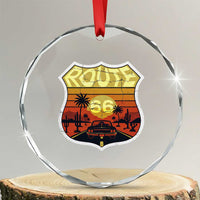Retro Route Highway 66 Crystal Glass Ornament Vintage Americana Road Trip