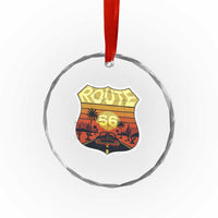 Retro Route Highway 66 Crystal Glass Ornament Vintage Americana Road Trip