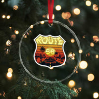 Retro Route Highway 66 Crystal Glass Ornament Vintage Americana Road Trip