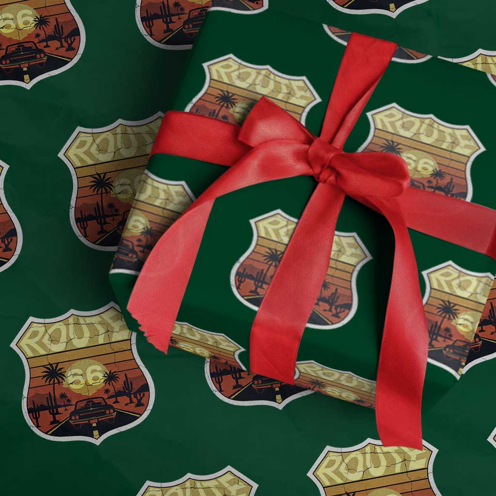Retro Route Highway 66 Wrapping Paper Roll Vintage Americana Road Trip