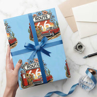 Retro Route Highway 66 Wrapping Paper Roll Boho Wildflower Americana Floral
