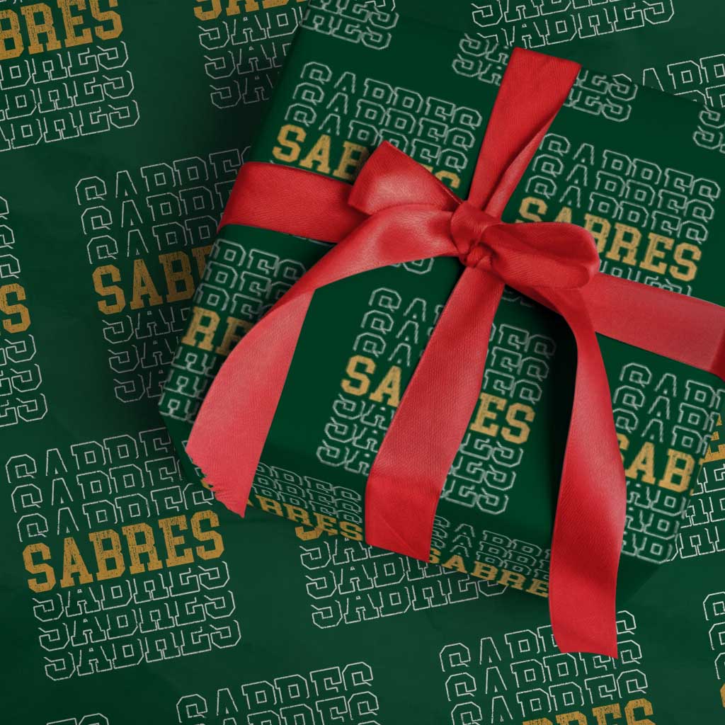 Retro Sabres Name Script Style Wrapping Paper Roll Vintage Distressed Sports Spirit Fan Pride